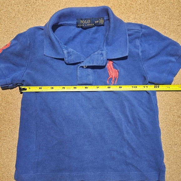 Ralph Lauren Polo Shirt Blue Orange Big Pony 3 Logo Size 3T Preppy Short Sleeve - Picture 7 of 7